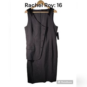 Rachel Roy Signature Wool Dress Grey 16 midi S2018 NWT